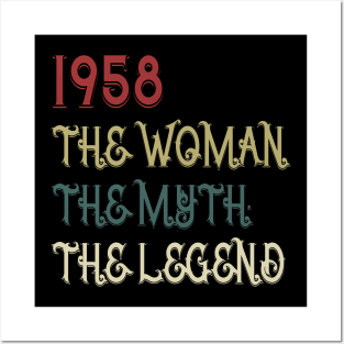 Vintage Retro 1958 Legend Gift 62nd Birthday Womens Posters and Art